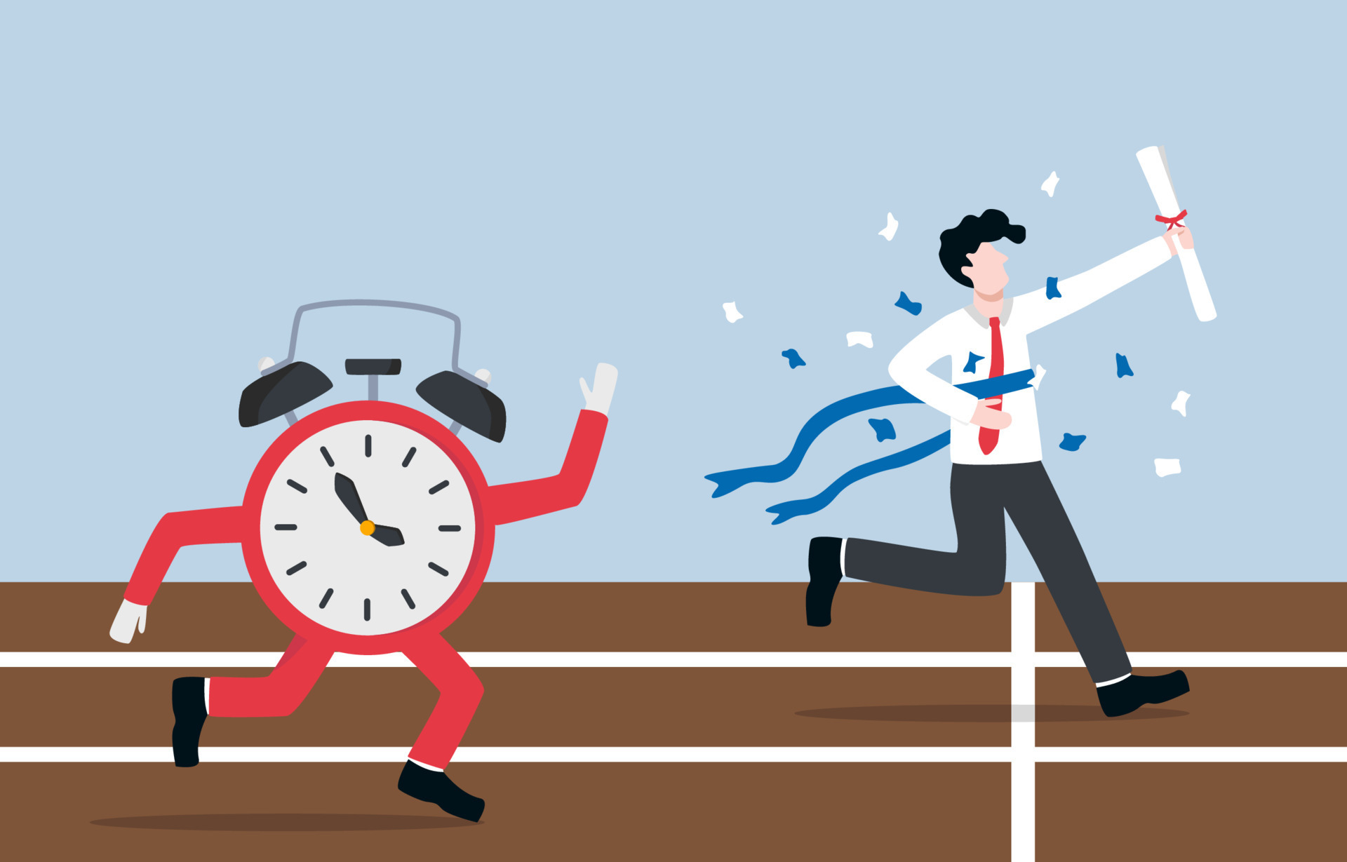 Time management and work efficiency for business success, finishing