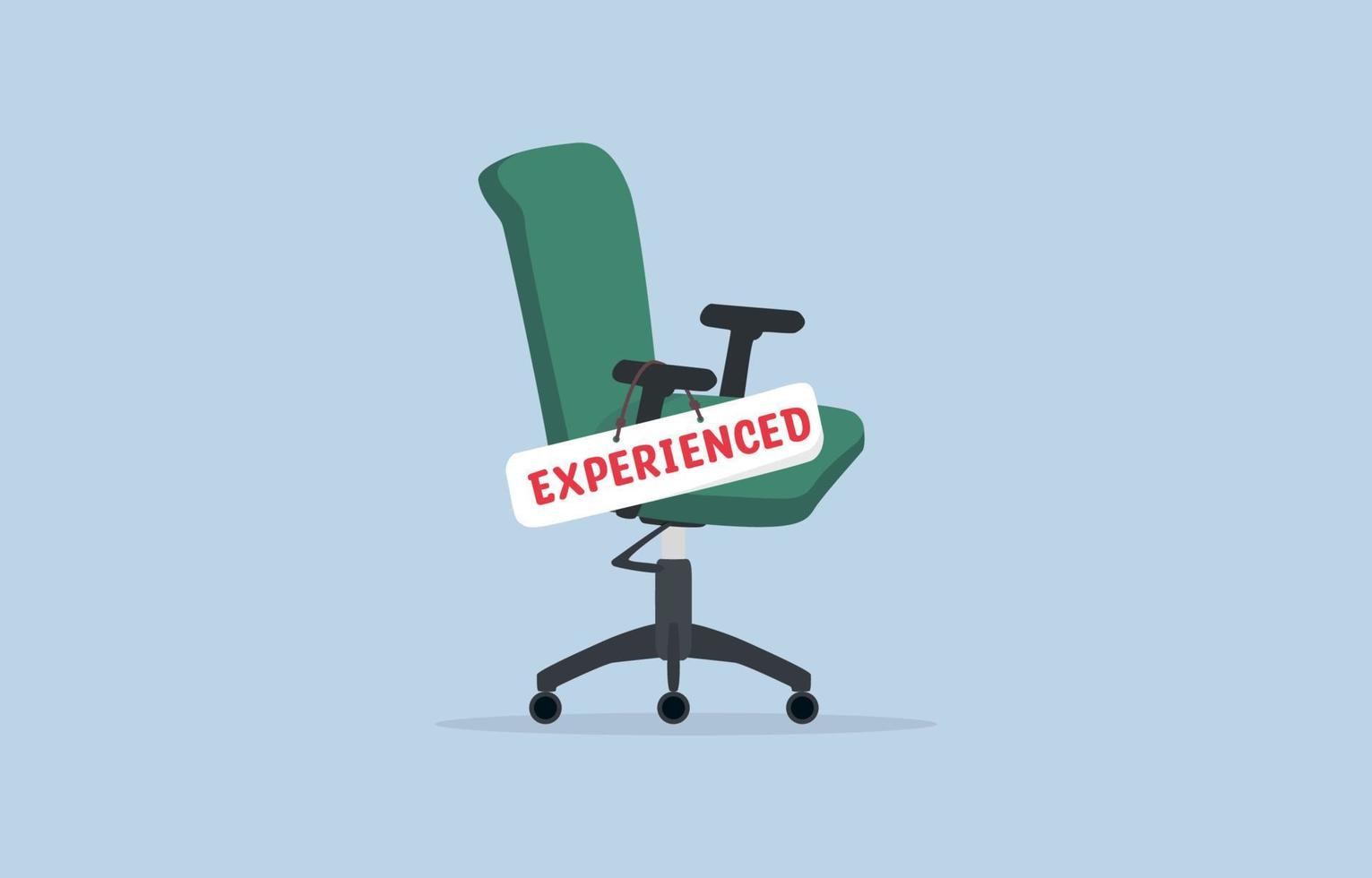 Searching new employee with experience, job hiring, vacant position,  employment concept. Office chair with sign of  word Experienced metaphor of lack of skilled labor. vector