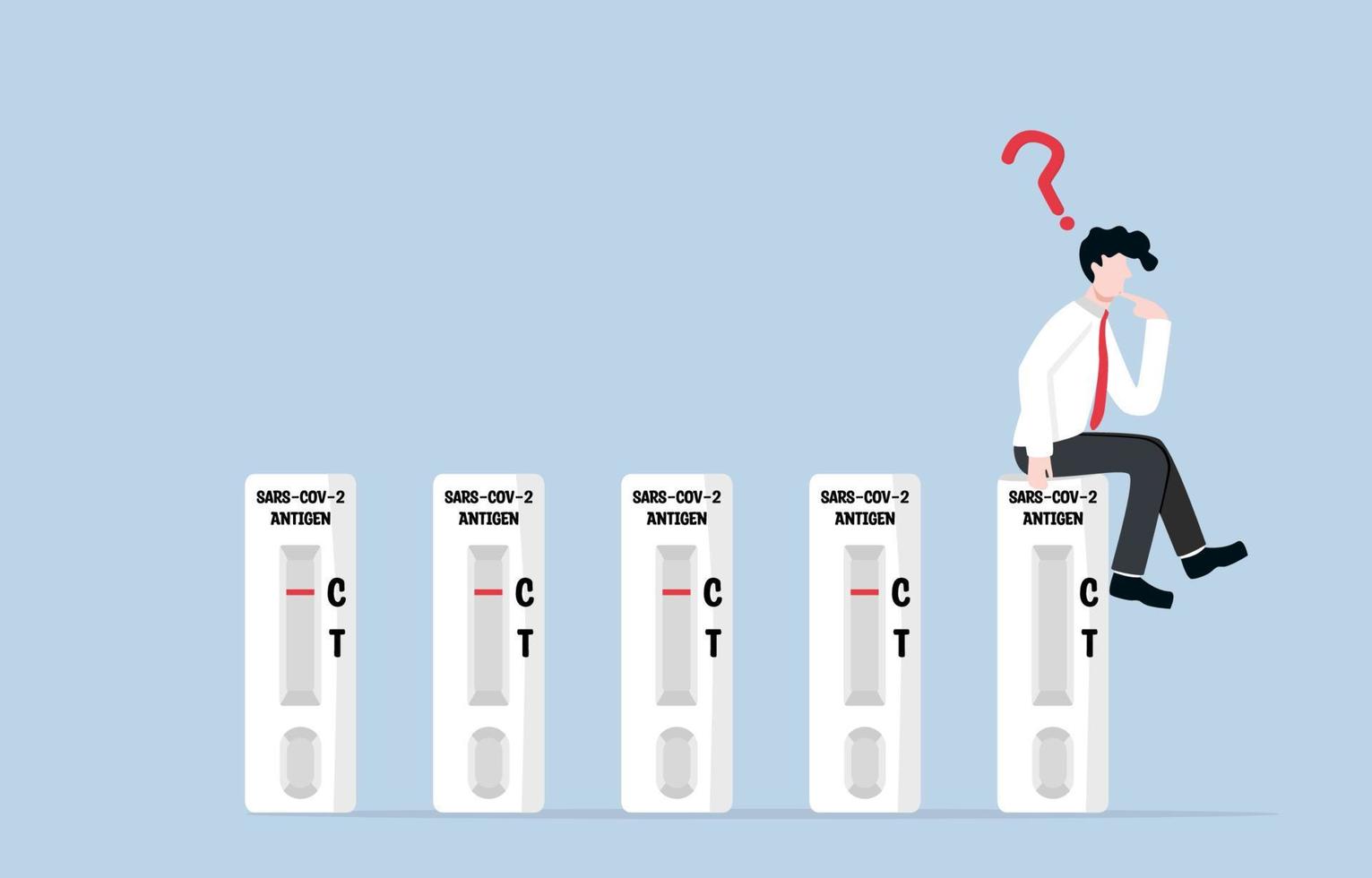 Covid-19 rapid antigen testing before being allowed to work concept. Businessman waited for his result of Covid test from using ATK kit. vector