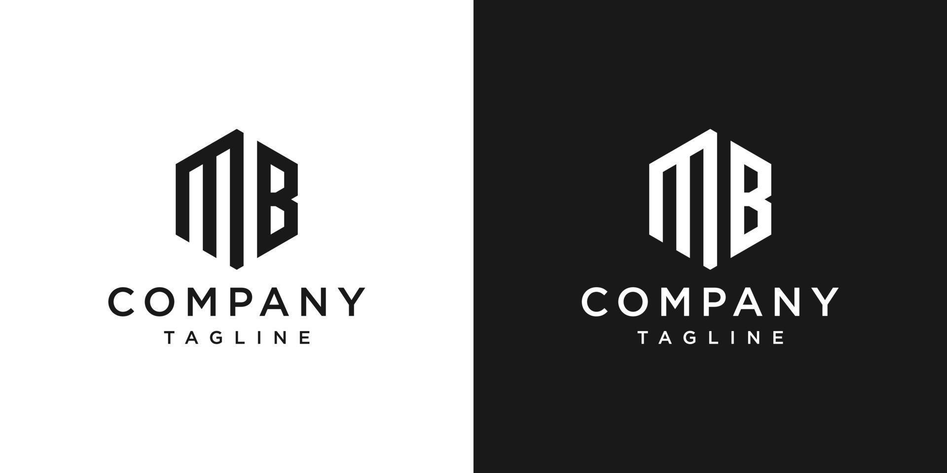 plantilla de icono de diseño de logotipo de monograma de letra creativa mb fondo blanco y negro vector