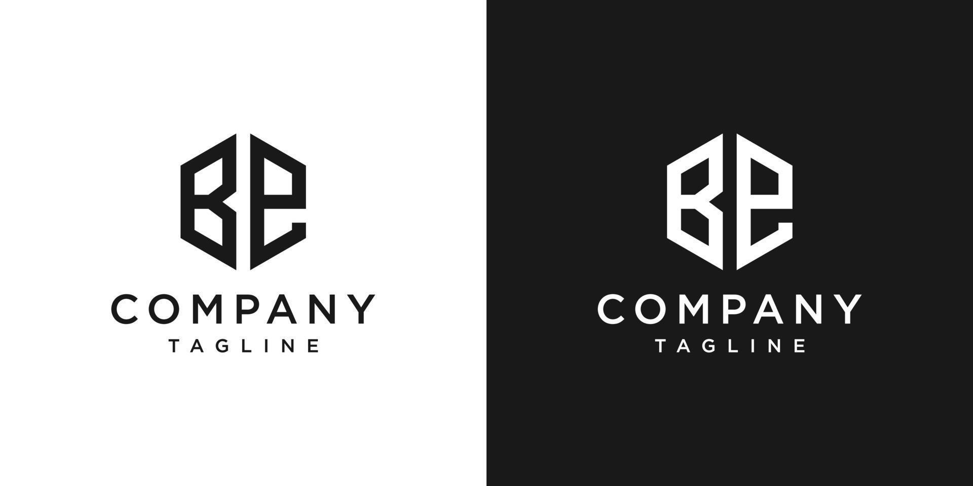 Creative Letter BE Monogram Hexagon Logo Design Icon Template White and Black Background vector