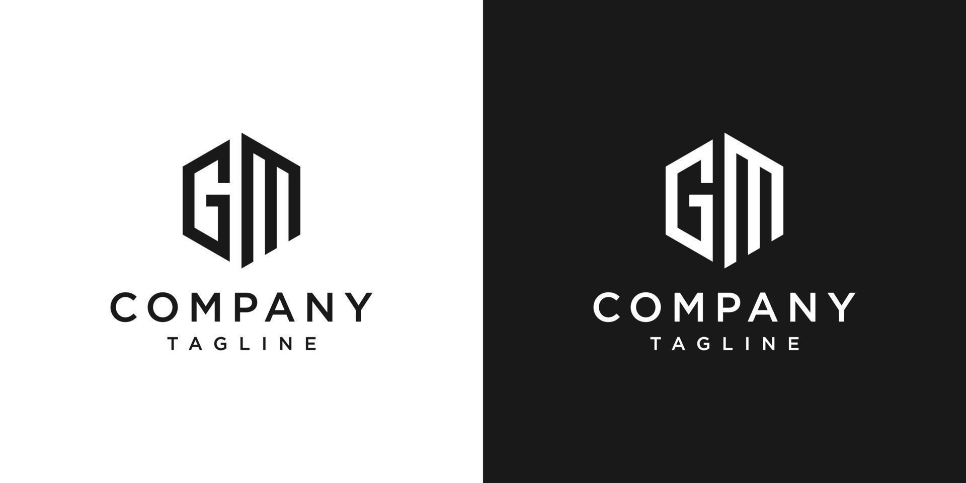Creative Letter GM Monogram Hexagon Logo Design Icon Template White and Black Background vector