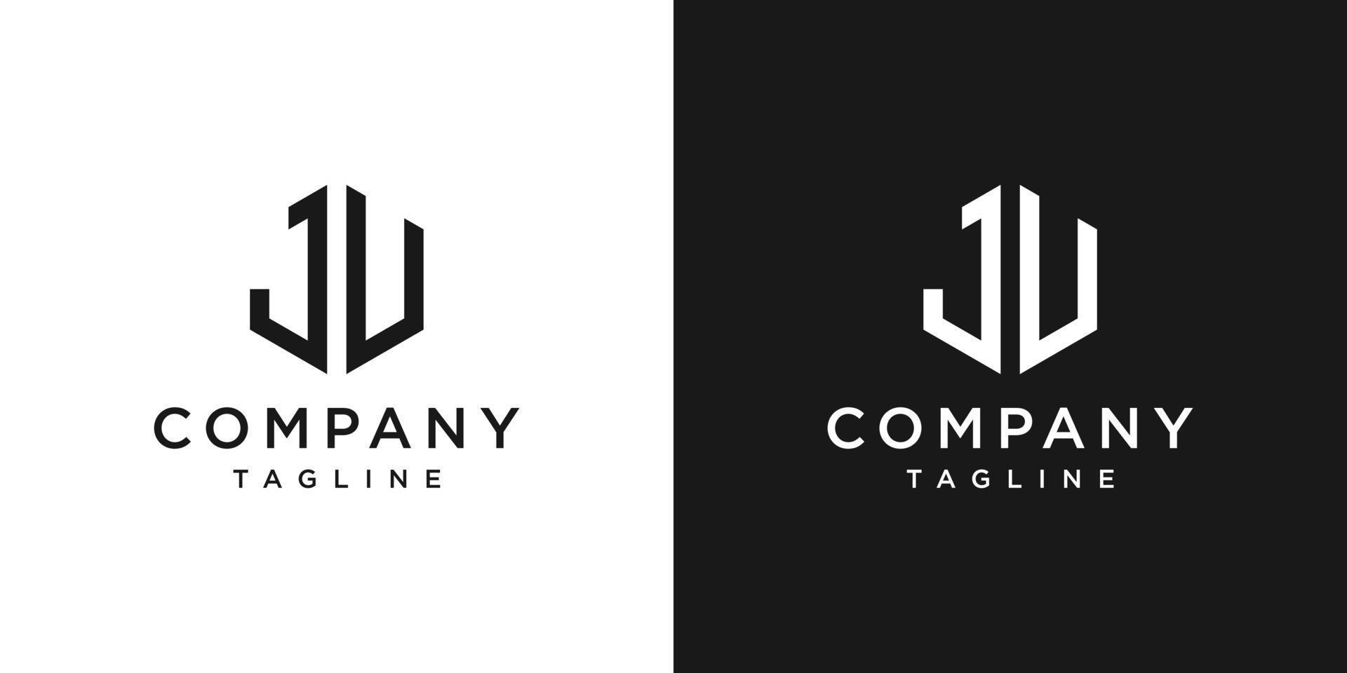 Creative Letter JU Monogram Logo Design Icon Template White and Black Background vector