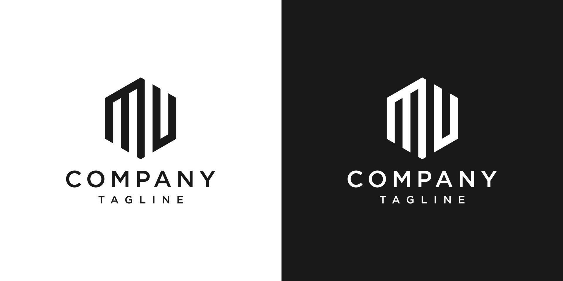 Creative Letter MU Monogram Logo Design Icon Template White and Black Background vector