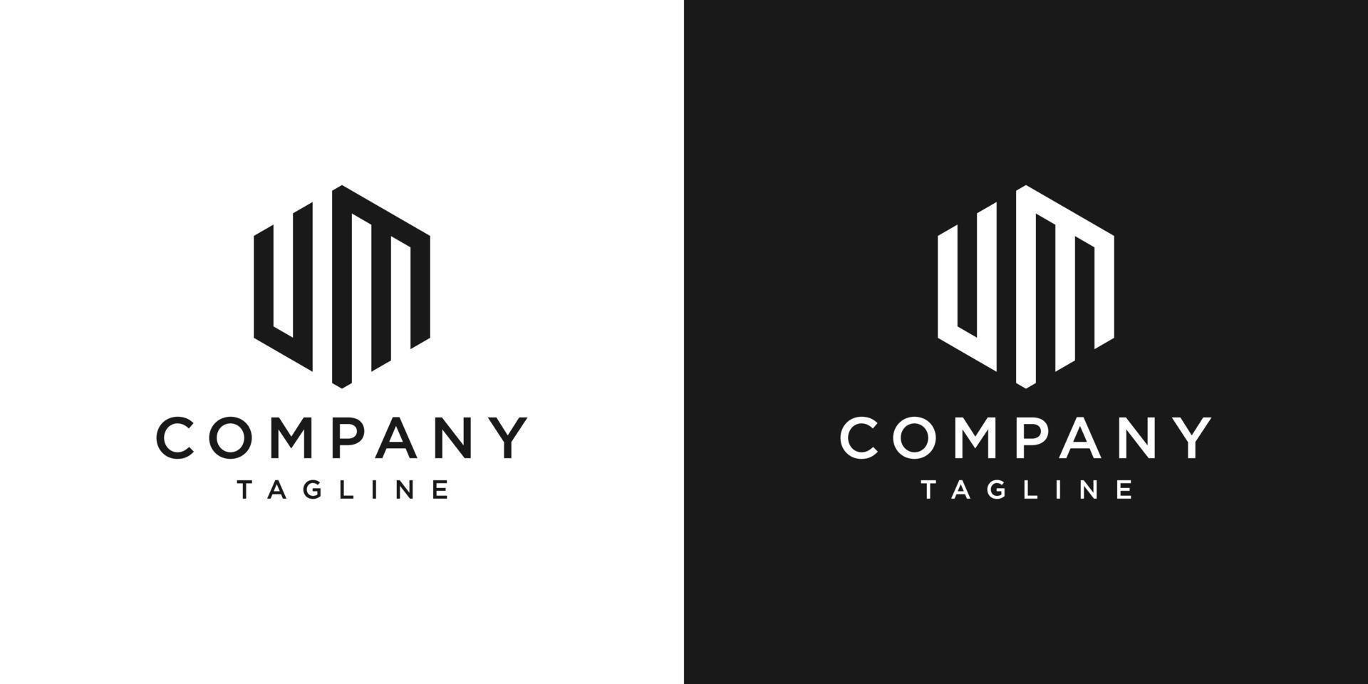 Creative Letter UM Monogram Logo Design Icon Template White and Black Background vector