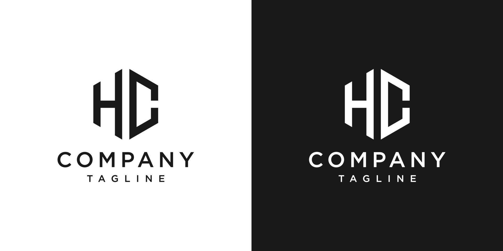 Creative Letter HC Monogram Hexagon Logo Design Icon Template White and Black Background vector