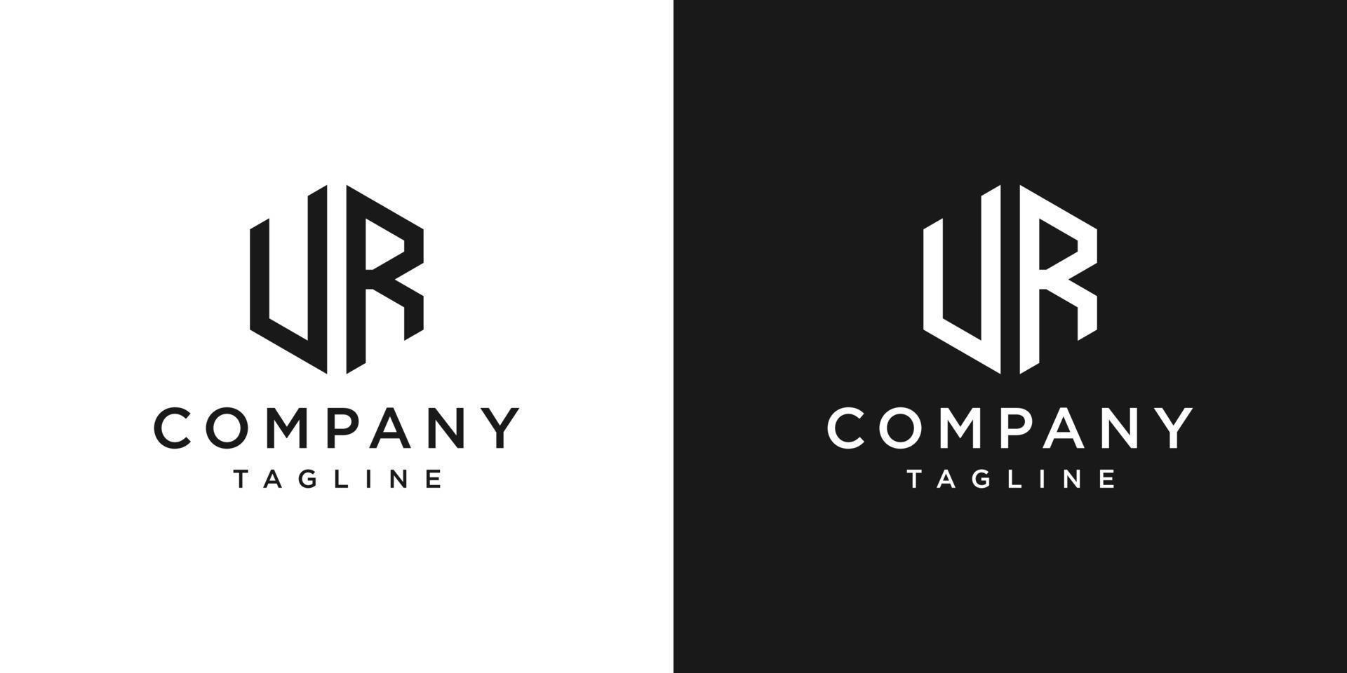 Creative Letter UR Monogram Logo Design Icon Template White and Black Background vector