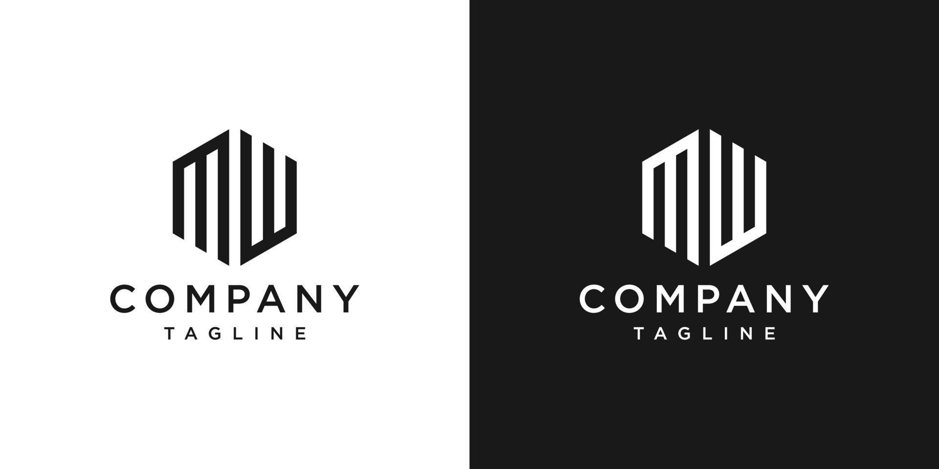 Creative Letter MW Monogram Logo Design Icon Template White and Black Background vector