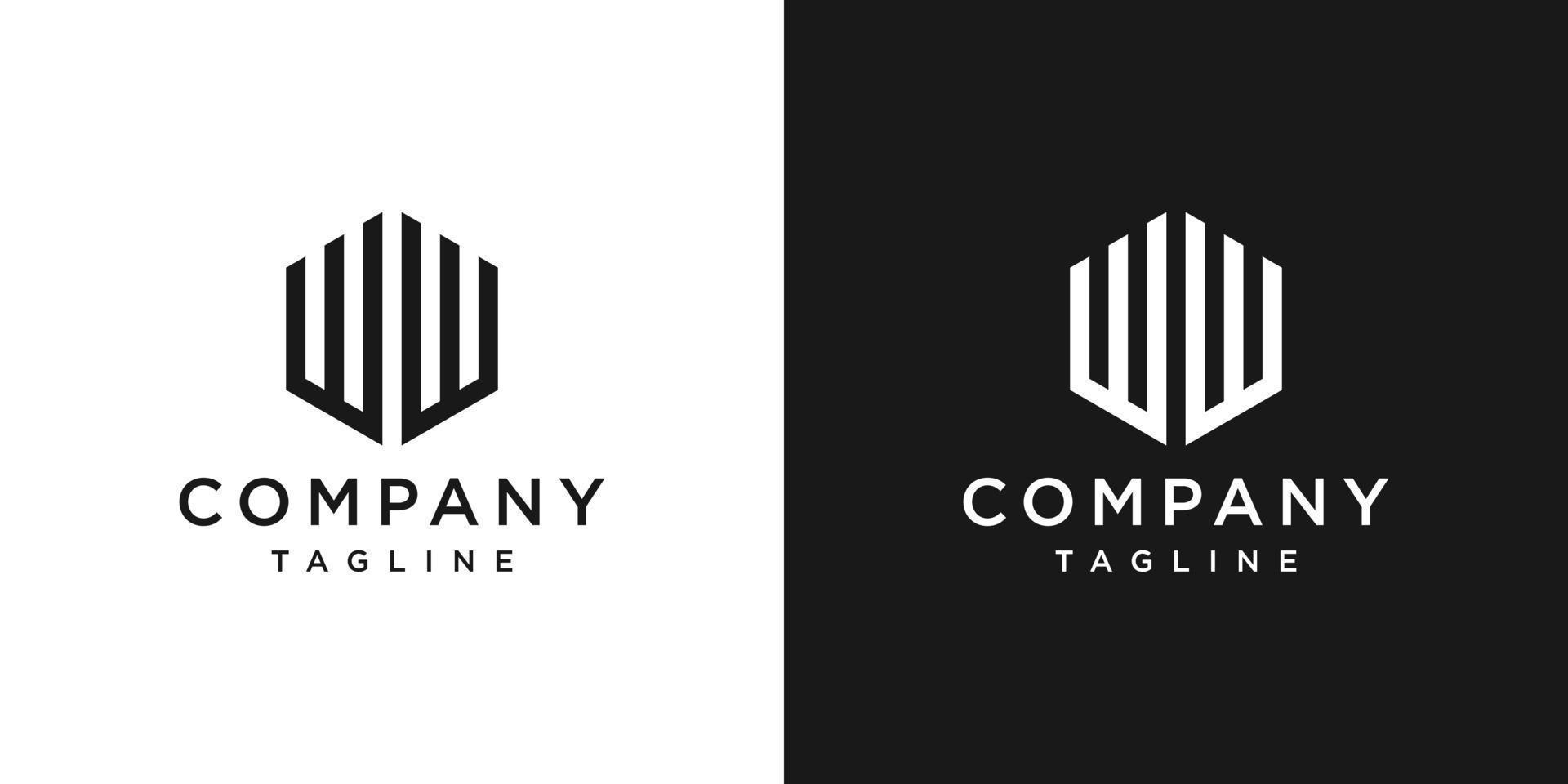 Creative Letter WW Monogram Logo Design Icon Template White and Black Background vector