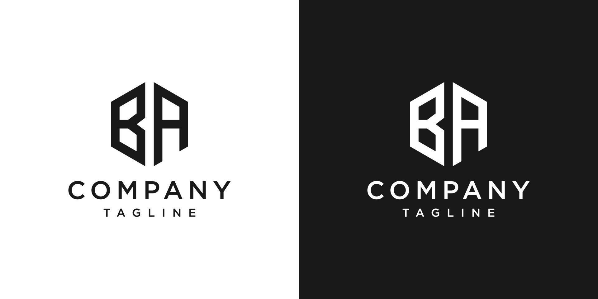 Creative Letter BA Monogram Hexagon Logo Design Icon Template White and Black Background vector