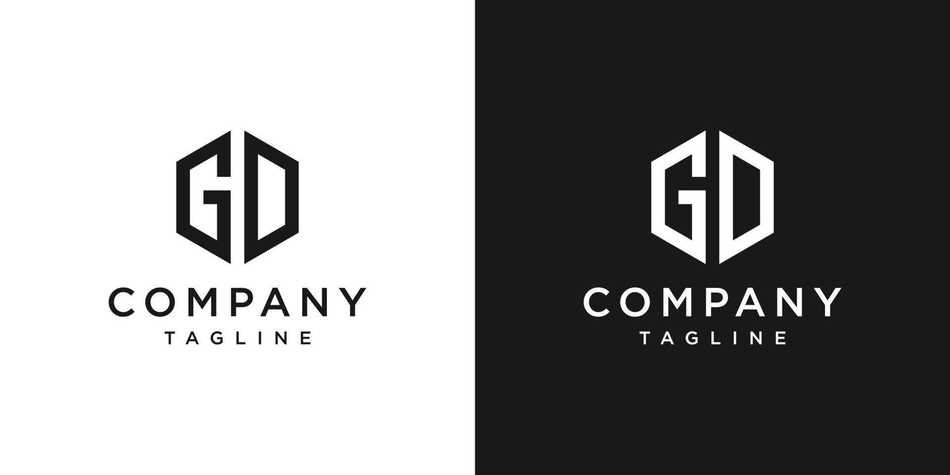 letra creativa gd monograma hexágono logotipo diseño icono plantilla fondo blanco y negro vector