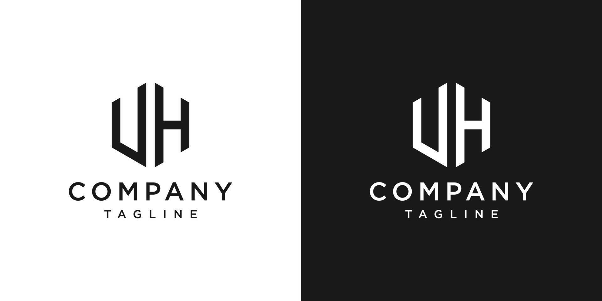Creative Letter UH Monogram Logo Design Icon Template White and Black Background vector