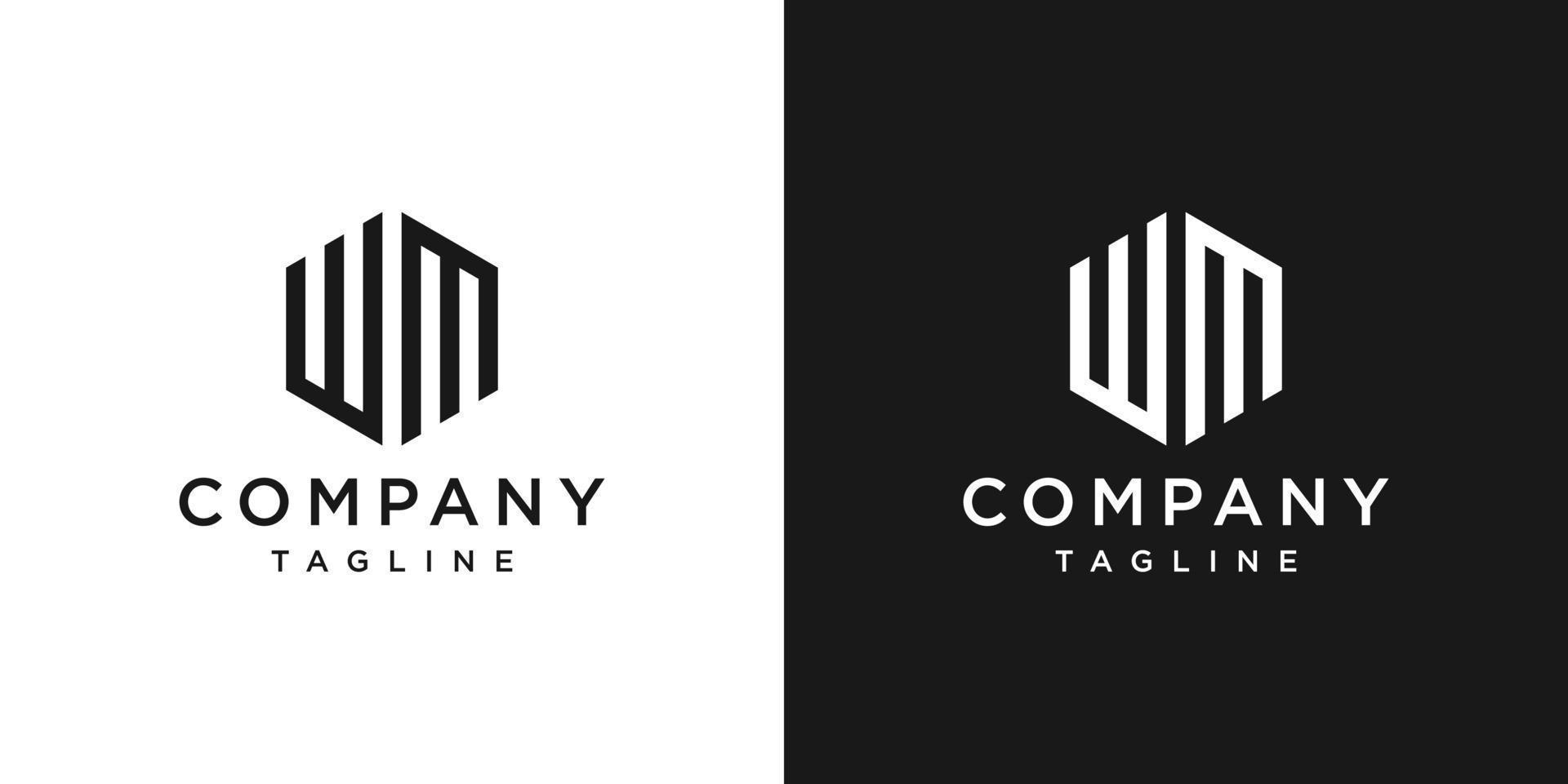 Creative Letter WM Monogram Logo Design Icon Template White and Black Background vector