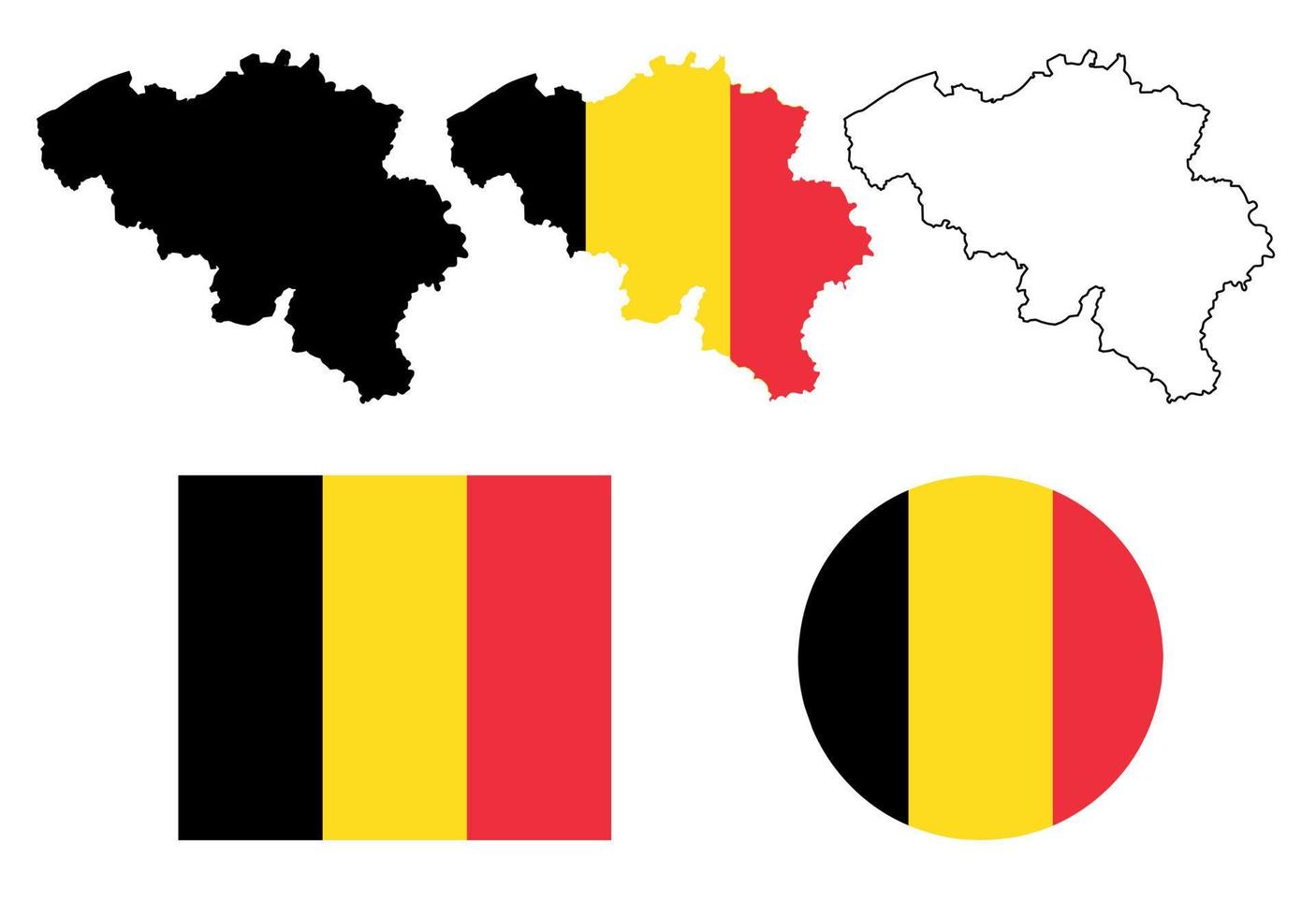 Kingdom of Belgium map flag icon set vector