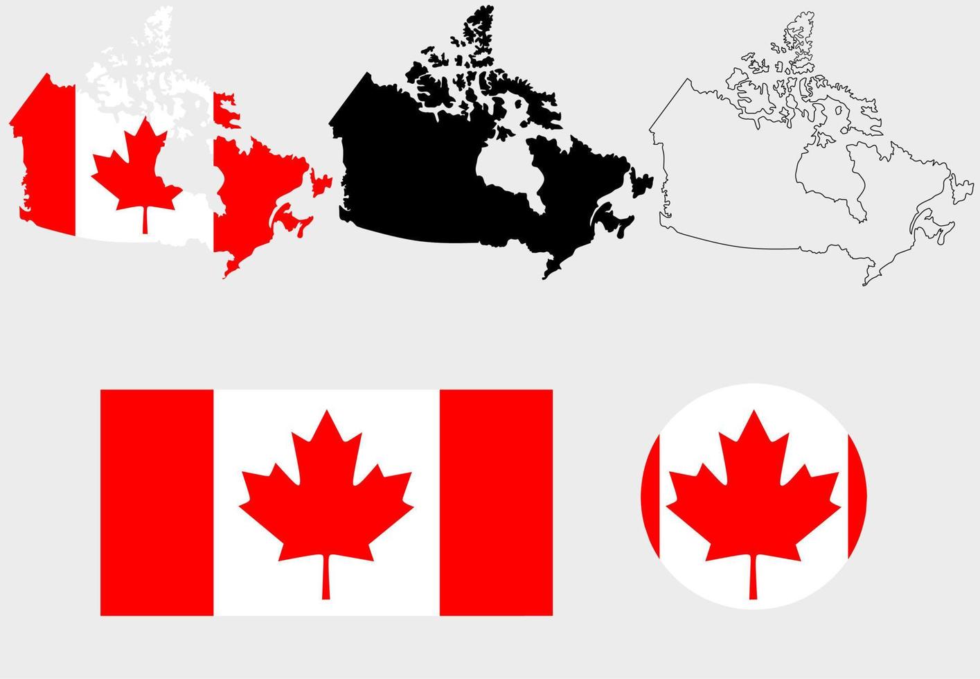 conjunto de iconos de bandera de mapa de canadá vector