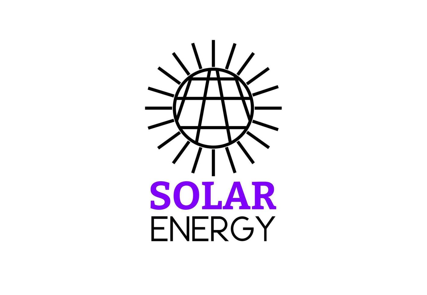 logotipo de energía solar de contorno aislado sobre fondo blanco vector