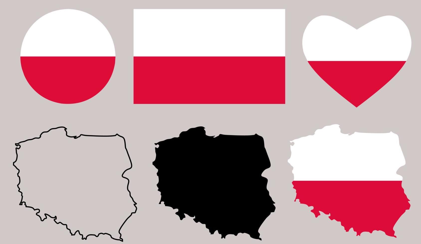 poland map flag icon set vector