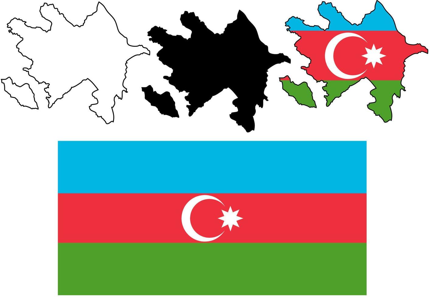 república de azerbaiyán mapa conjunto de iconos de bandera vector