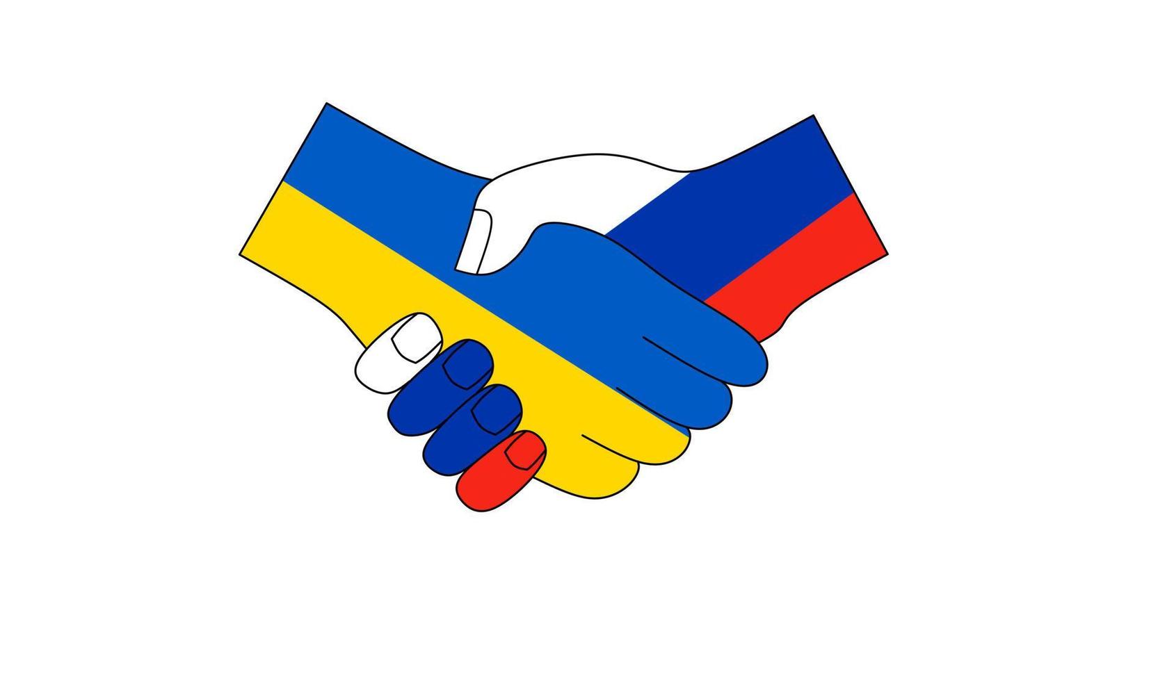 Handshake flag Ukraine and Russia vector