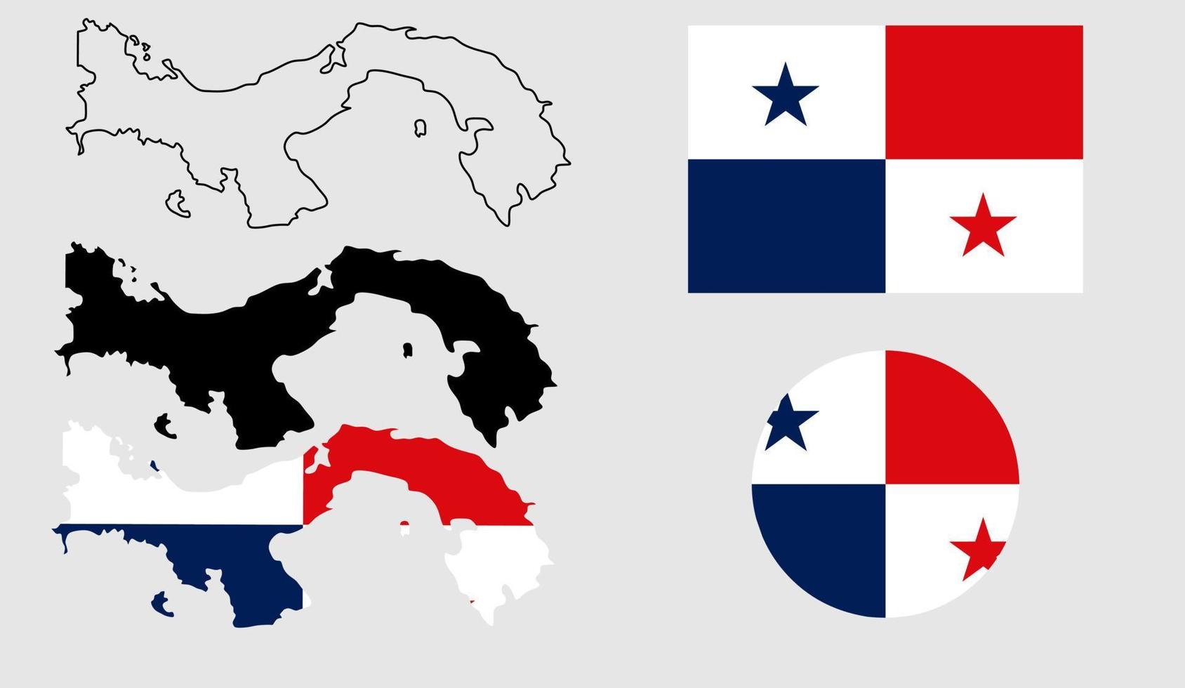 panama map flag icon set vector