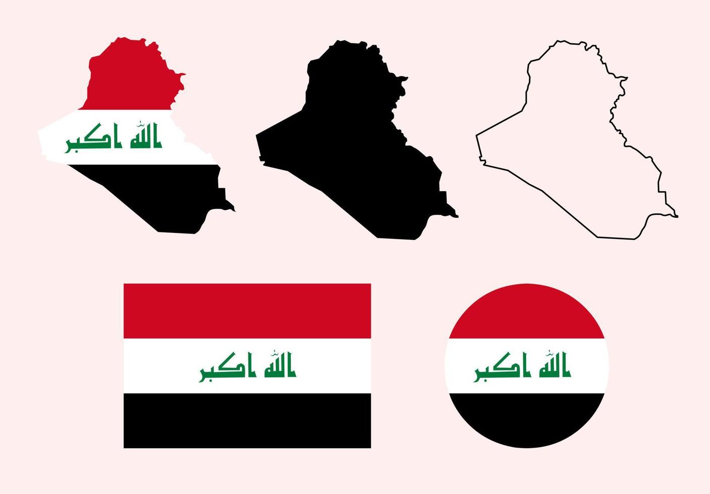 republic of iraq map flag icon set vector