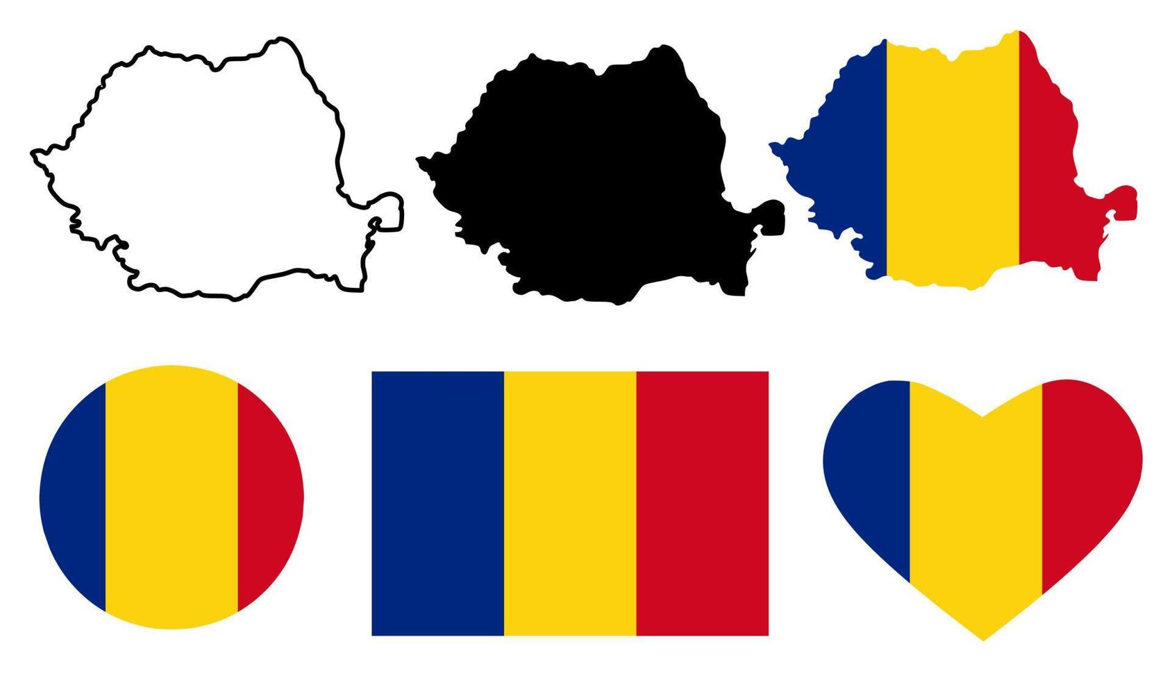 conjunto de iconos de bandera de mapa de rumania vector