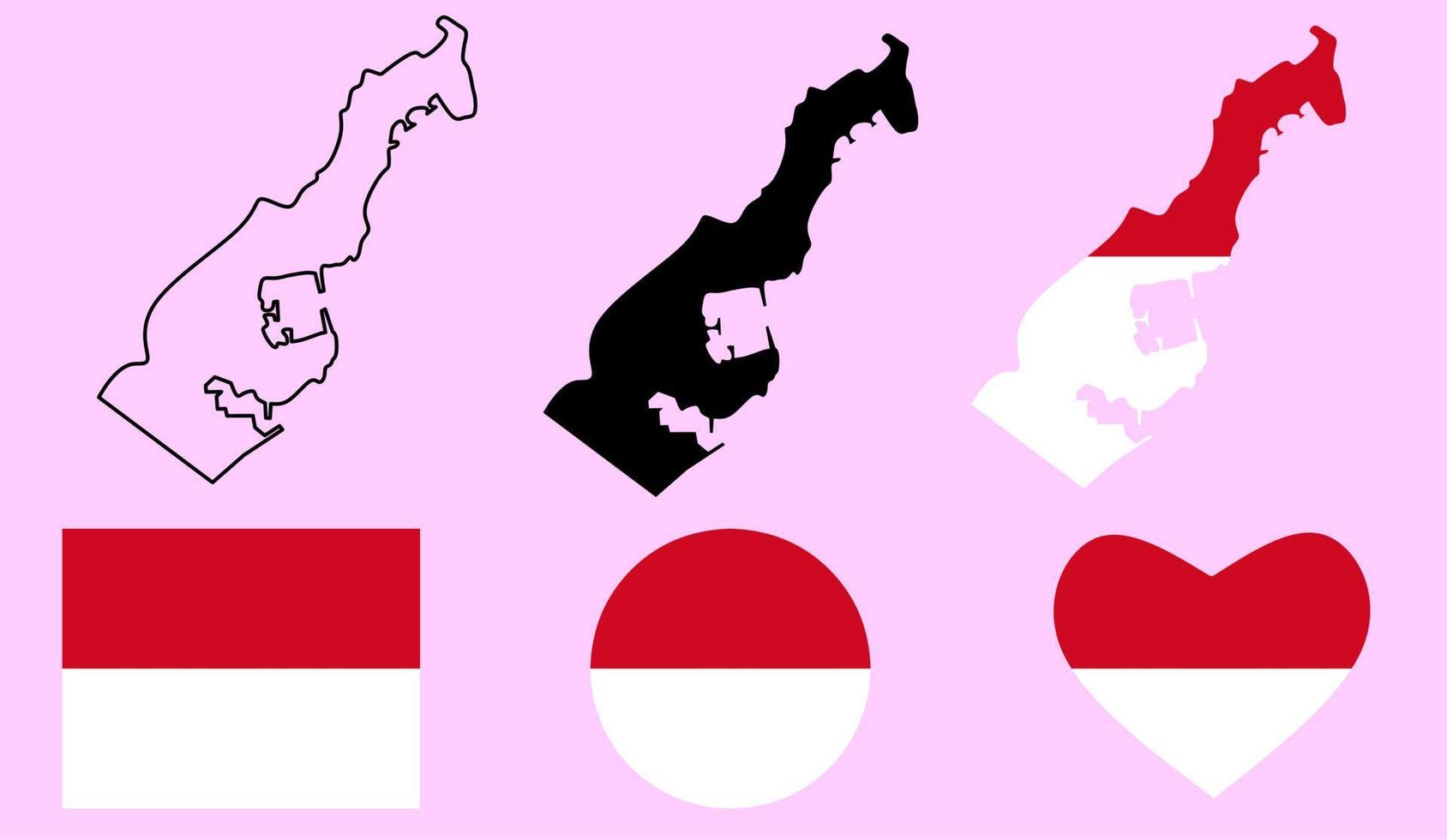 monaco map flag icon set vector