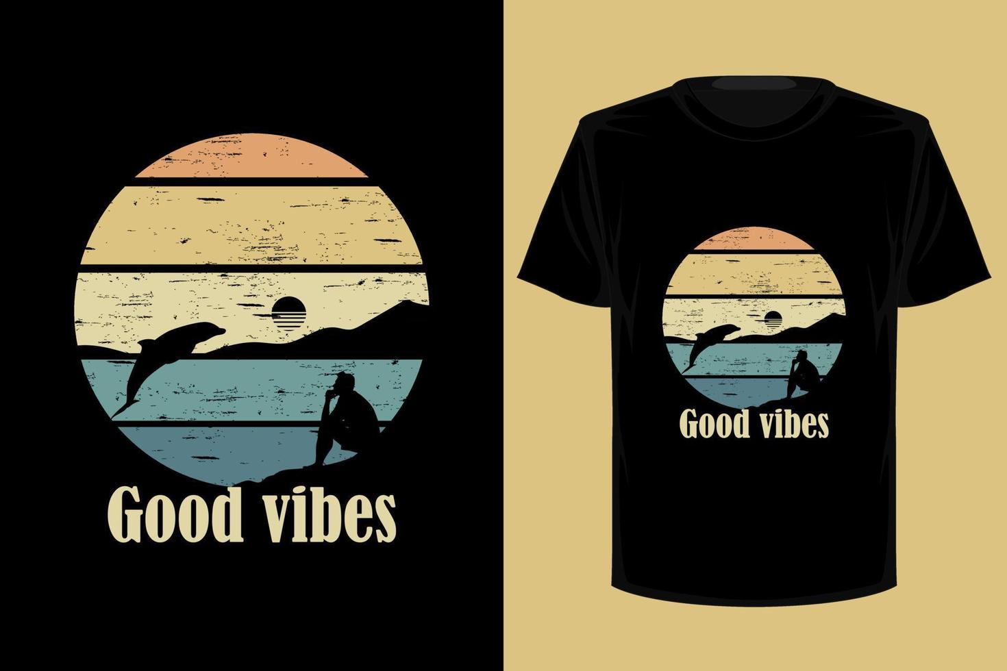 Good vibes retro vintage t shirt design vector