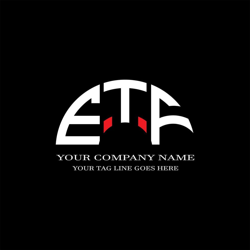 Diseño creativo del logotipo de la letra etf con gráfico vectorial vector