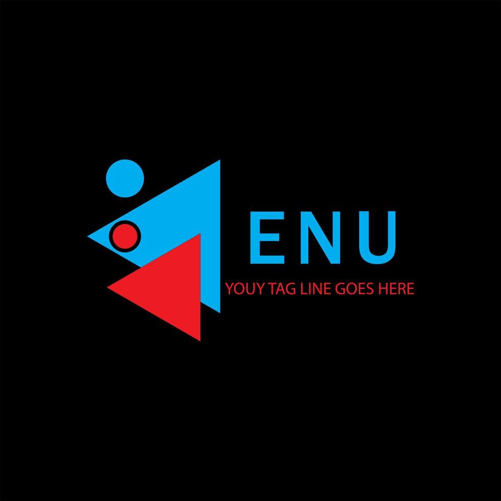 diseño creativo del logotipo de la letra enu con gráfico vectorial vector