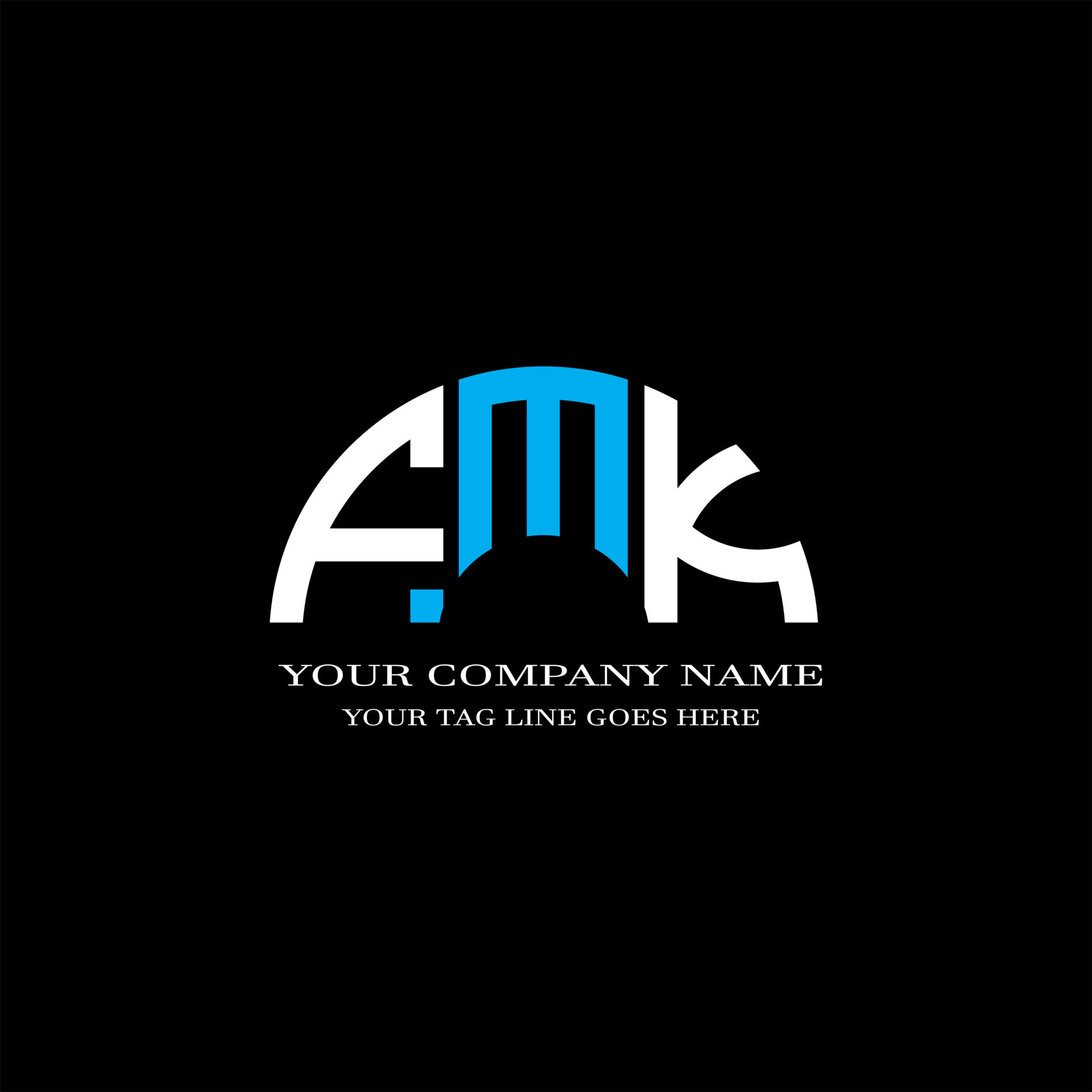 Diseño creativo del logotipo de la letra fmk con gráfico vectorial