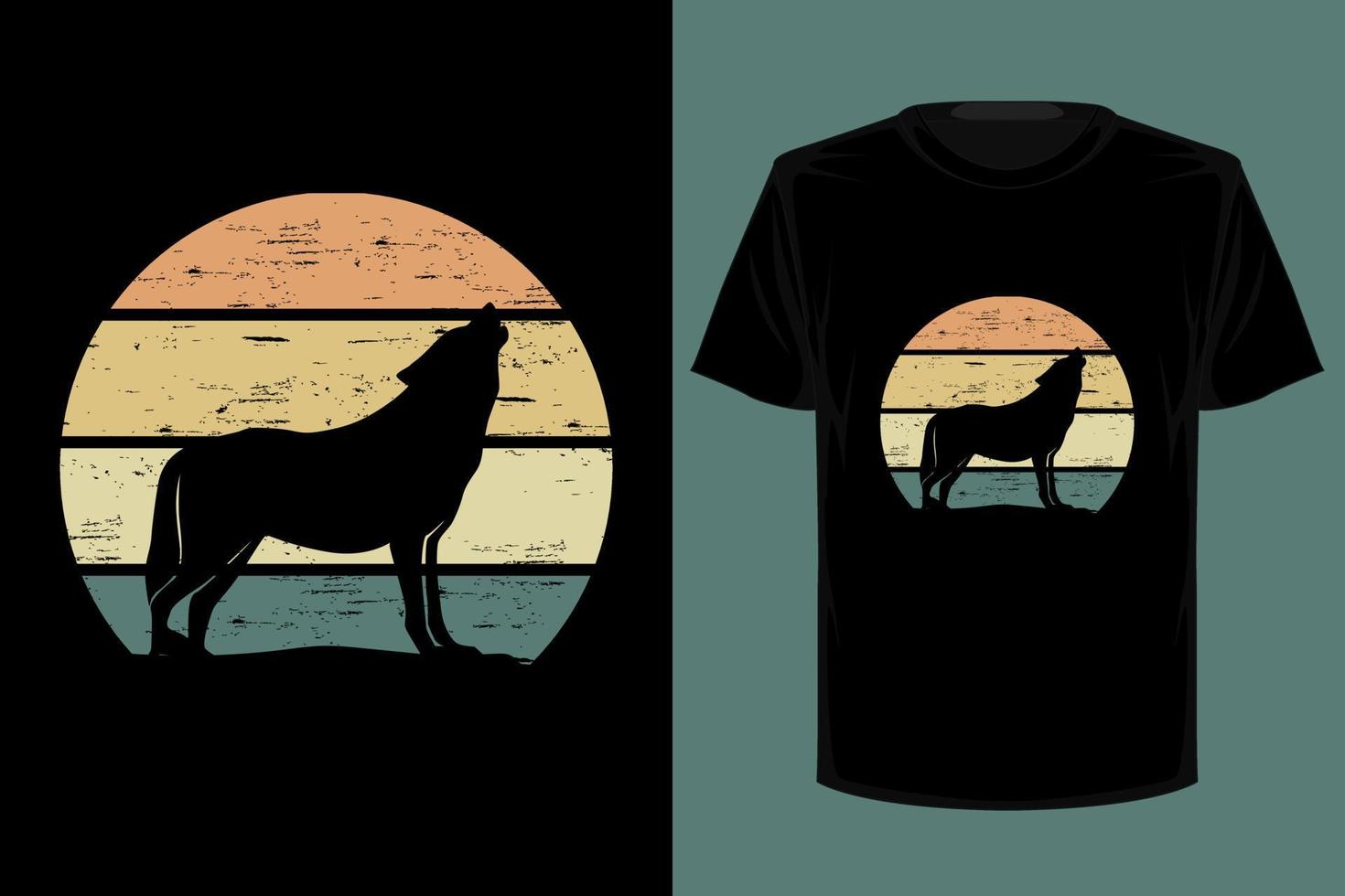 Wild wolf retro vintage t shirt design vector