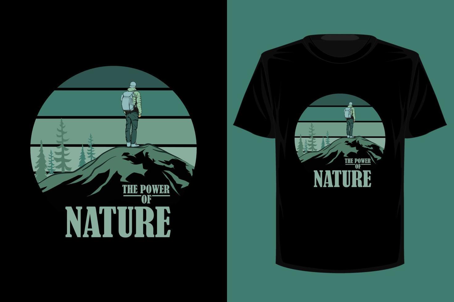 el poder del diseño de camiseta vintage retro de la naturaleza vector