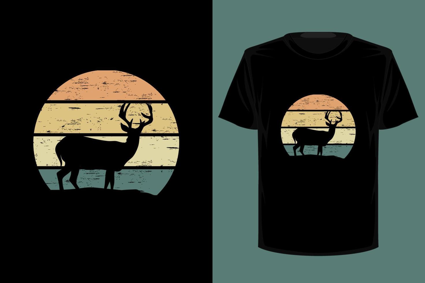 Wild deer retro vintage t shirt design vector