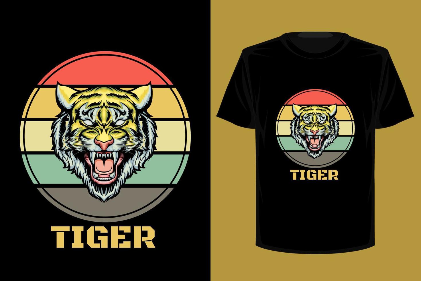 Tiger retro vintage t shirt design vector