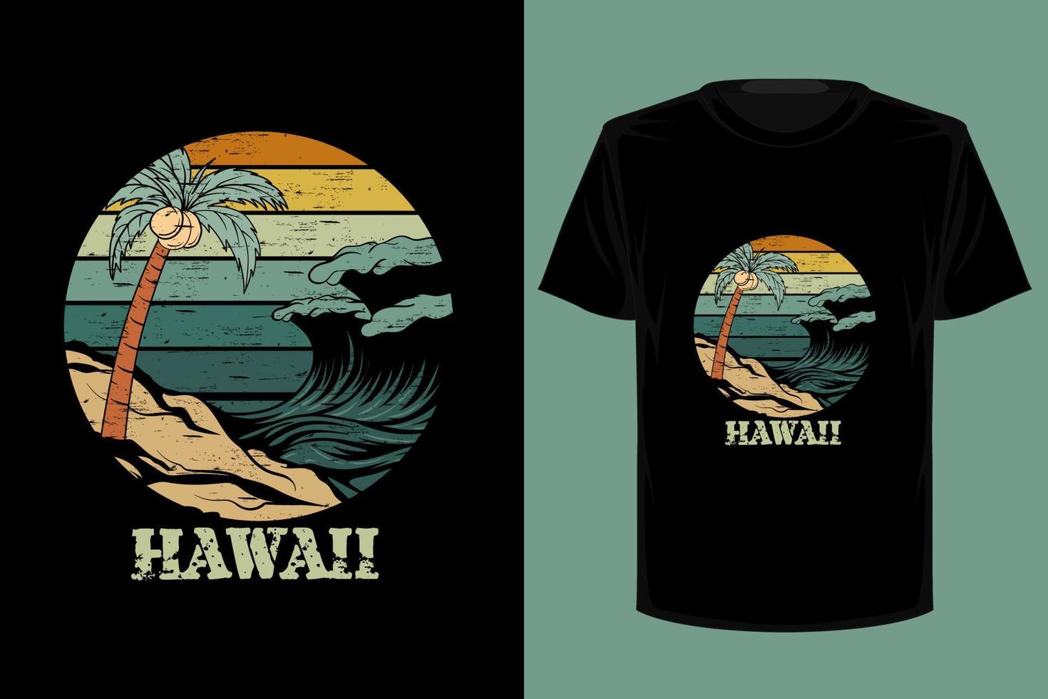 Hawaii retro vintage t shirt design vector