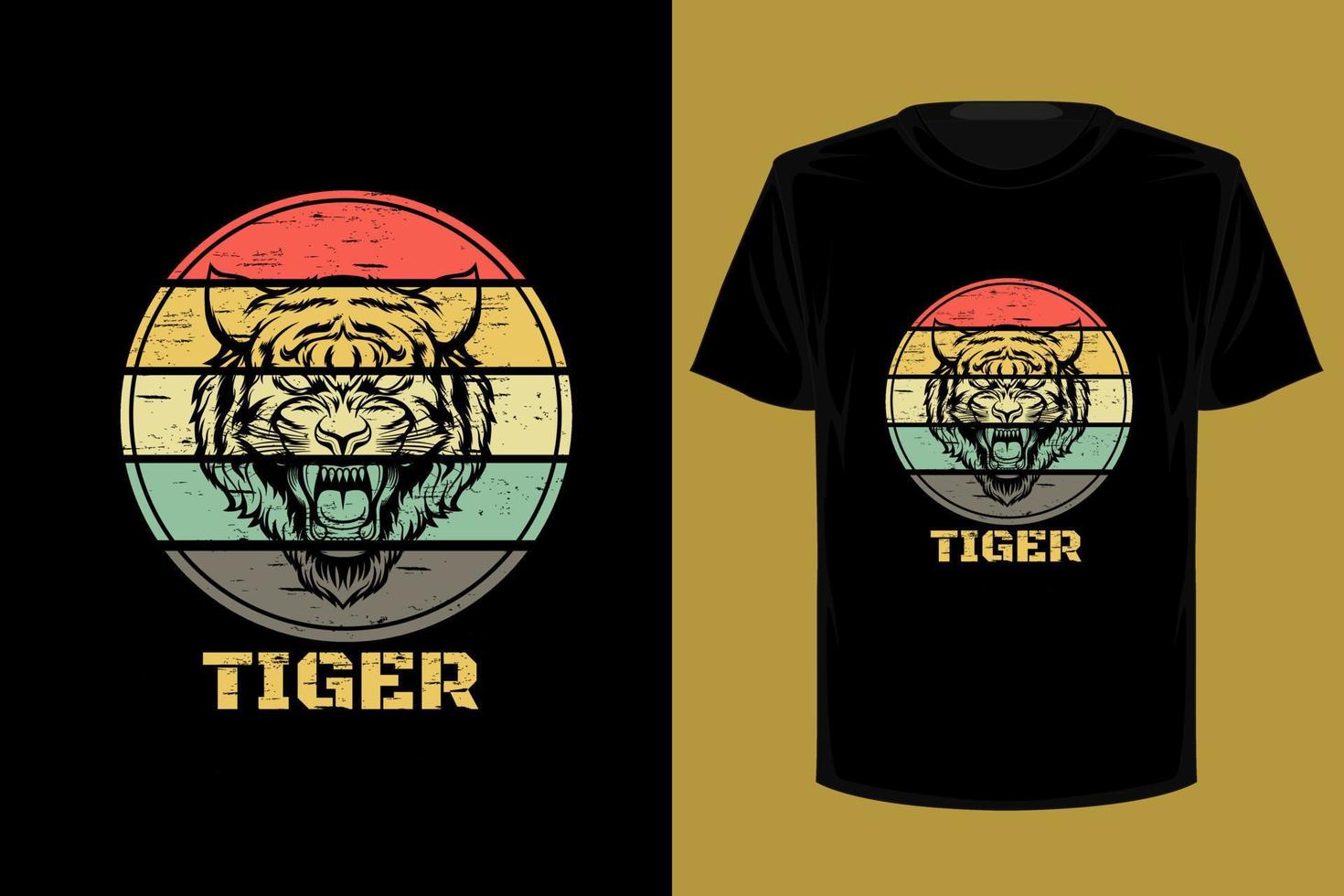 Tiger retro vintage t shirt design vector