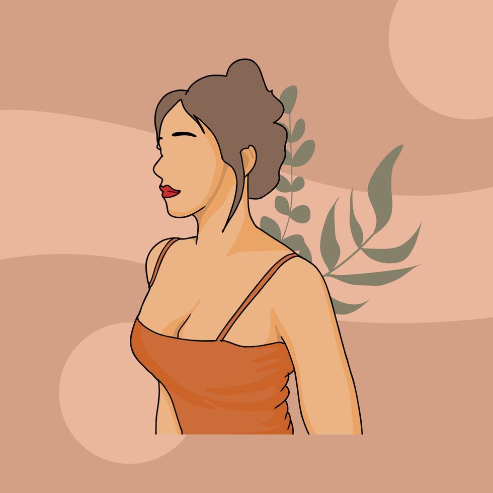 retrato de mujer dibujado a mano vector