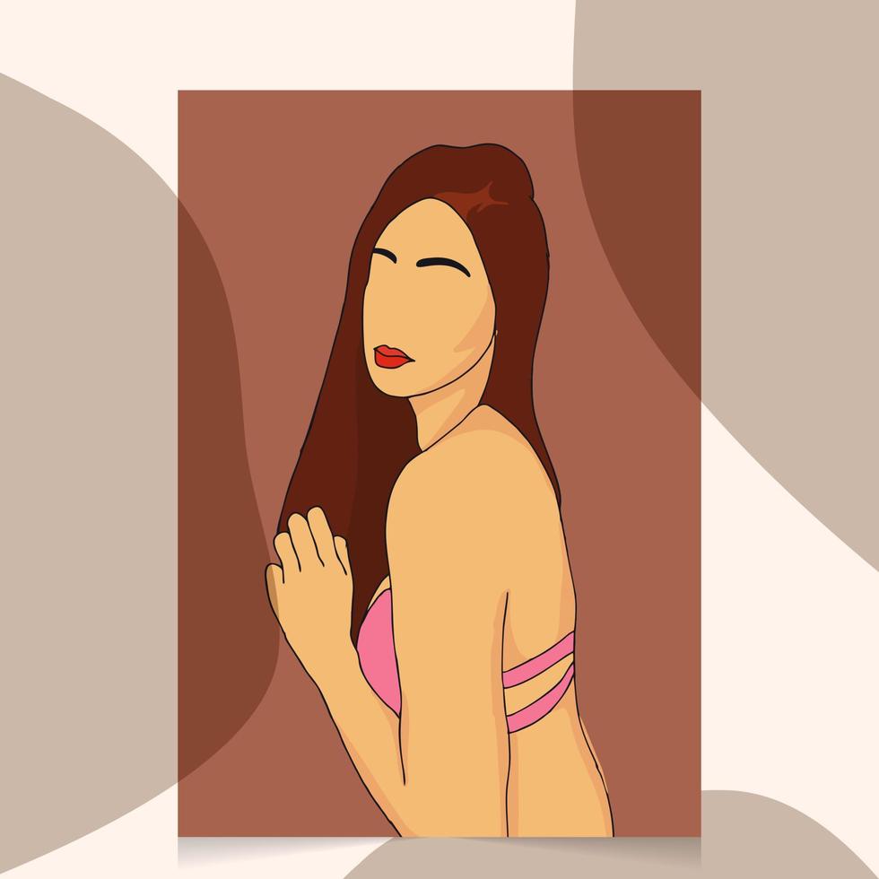 retrato de mujer abstracto dibujado a mano vector