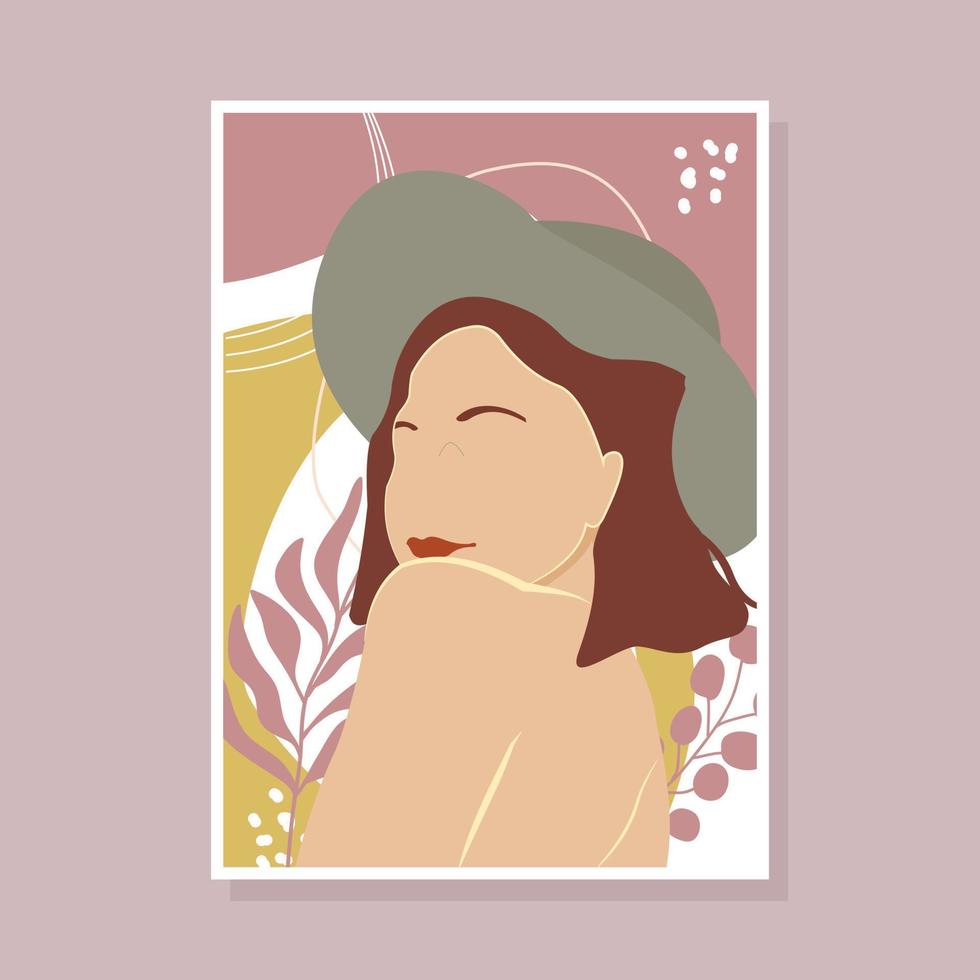 portadas de retratos de moda de mujer dibujada a mano vector