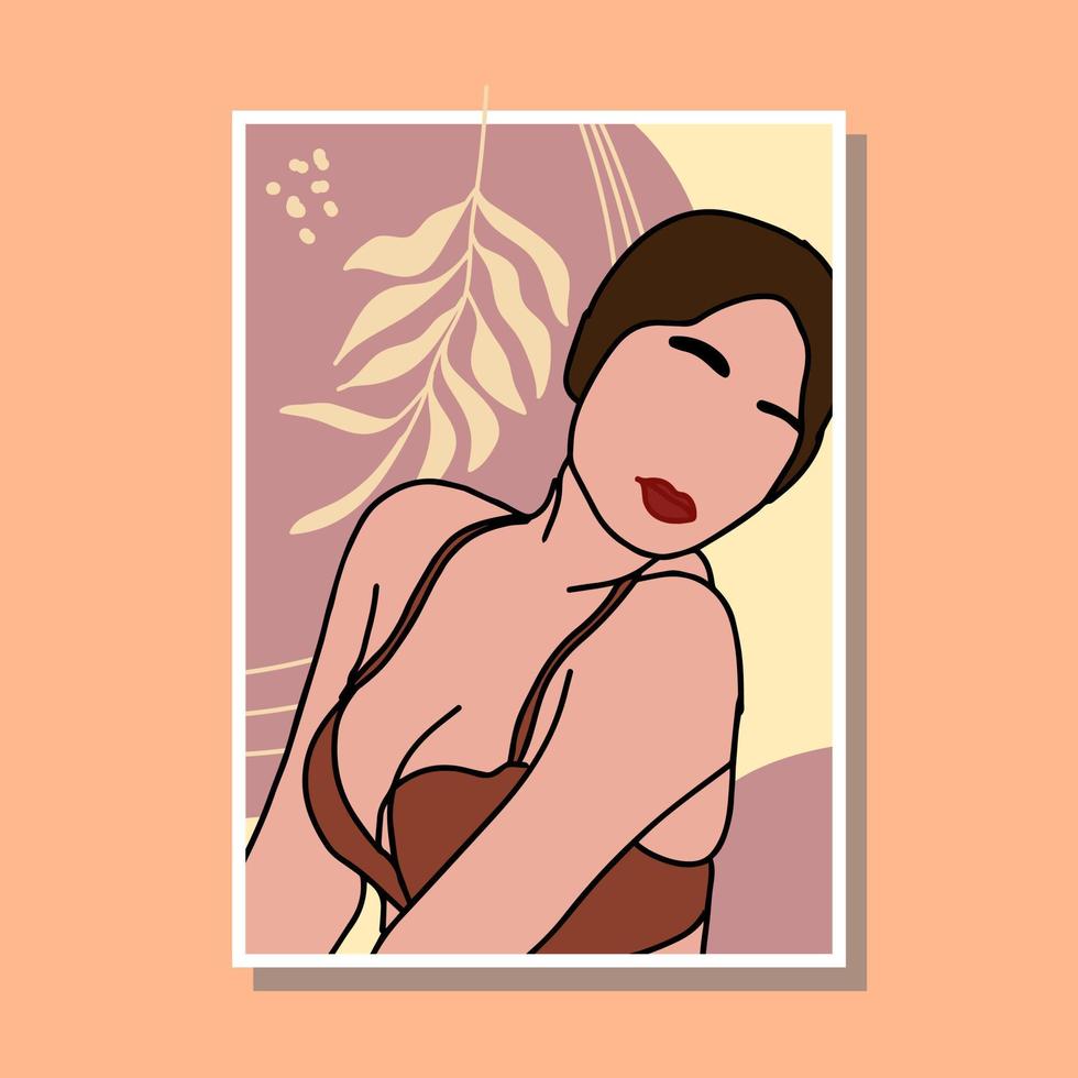 portadas de retratos de moda de mujer dibujada a mano vector