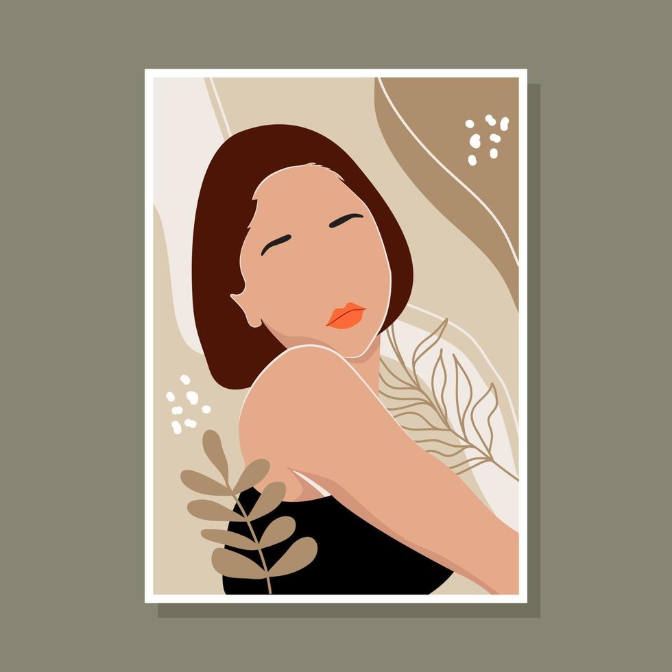 Abstract hand drawn woman portrait illustrated vector