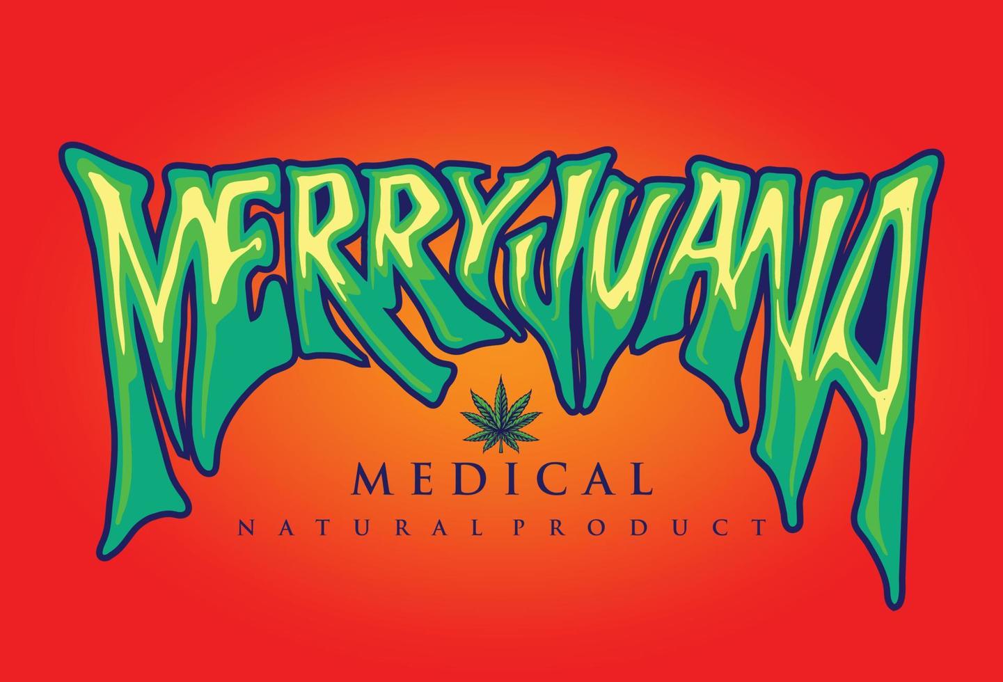 Marijuana word lettering typography colorful vector