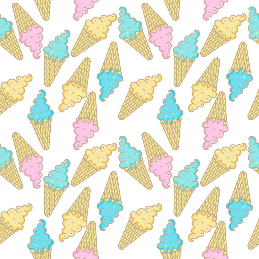 Mix Ice cream seamless pattern Vector on white background.