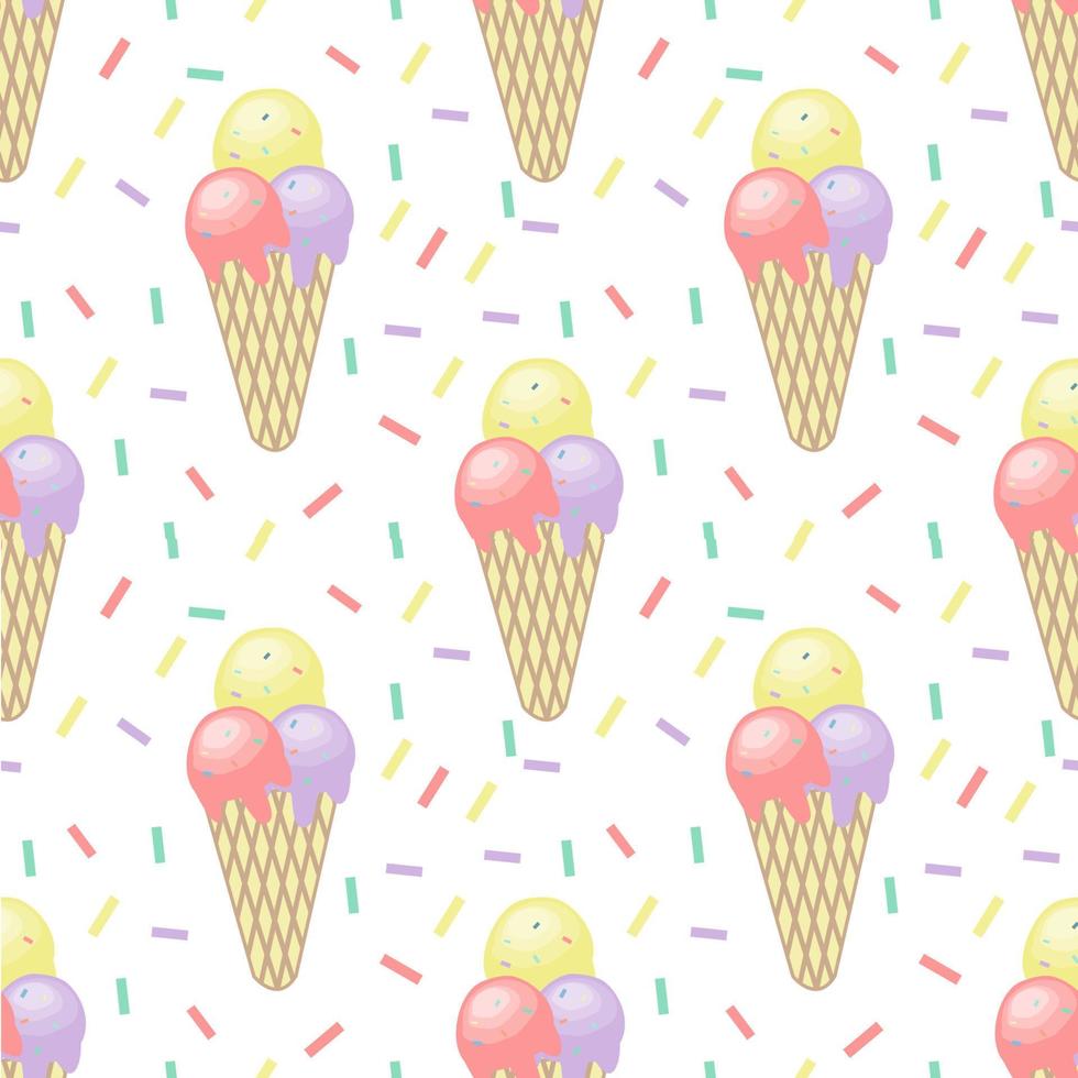 Mix Ice cream seamless pattern Vector on white background.