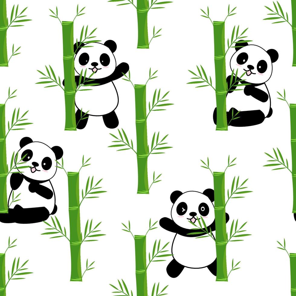 Cute Panda Seamless Pattern Background, Cartoon Panda Bears Vector illustration, Creative kids for fabric, wrapping, textile, wallpaper, apparel.