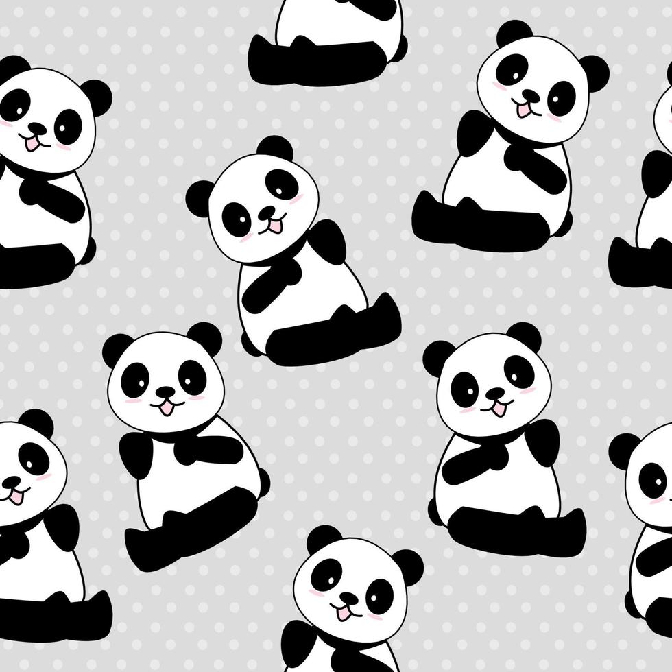 Cute Panda Seamless Pattern Background, Cartoon Panda Bears Vector illustration, Creative kids for fabric, wrapping, textile, wallpaper, apparel.