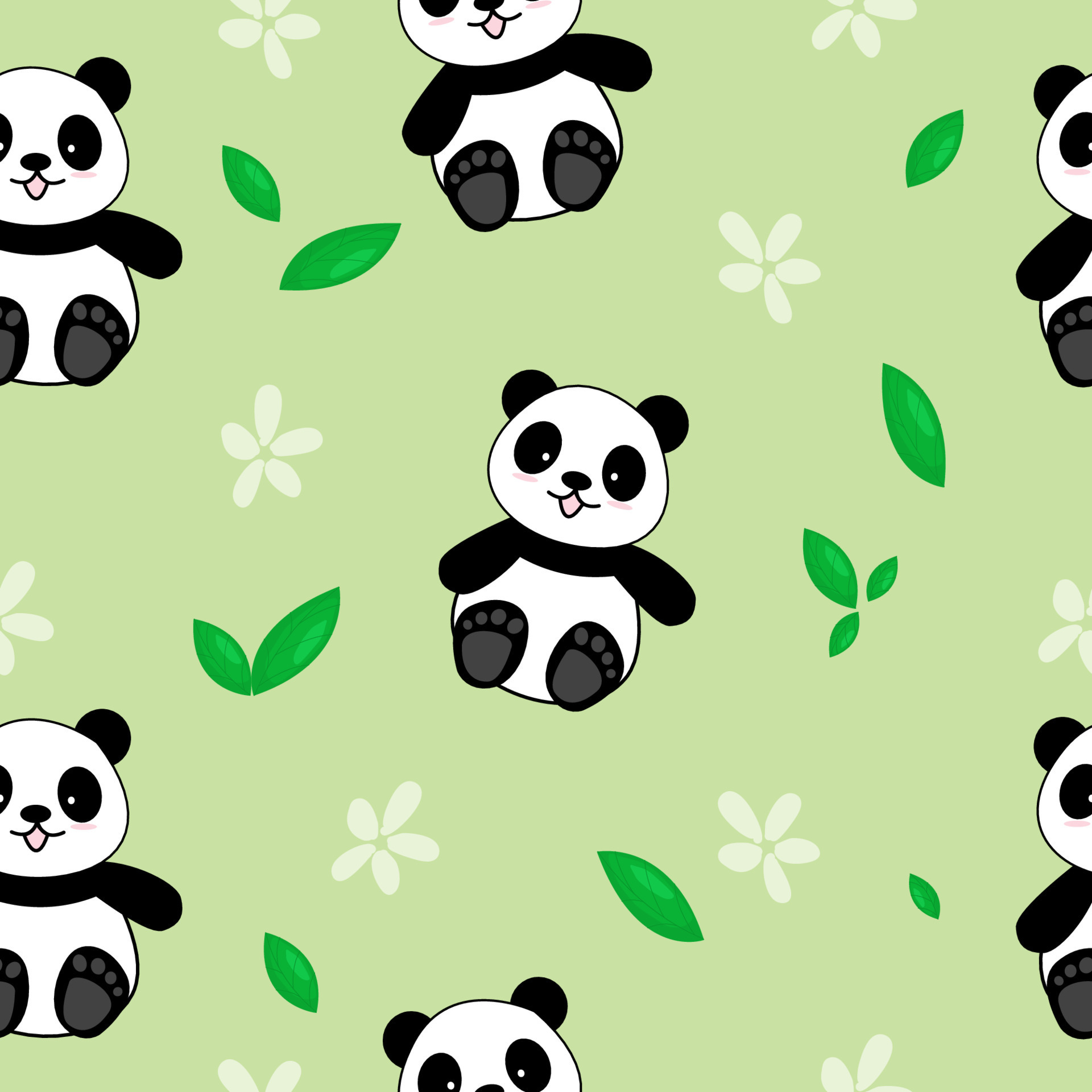 Premium Vector  Hand drawn cute comic characters pattern with panda cute  panda face doodle cartoon wallpaper illustration