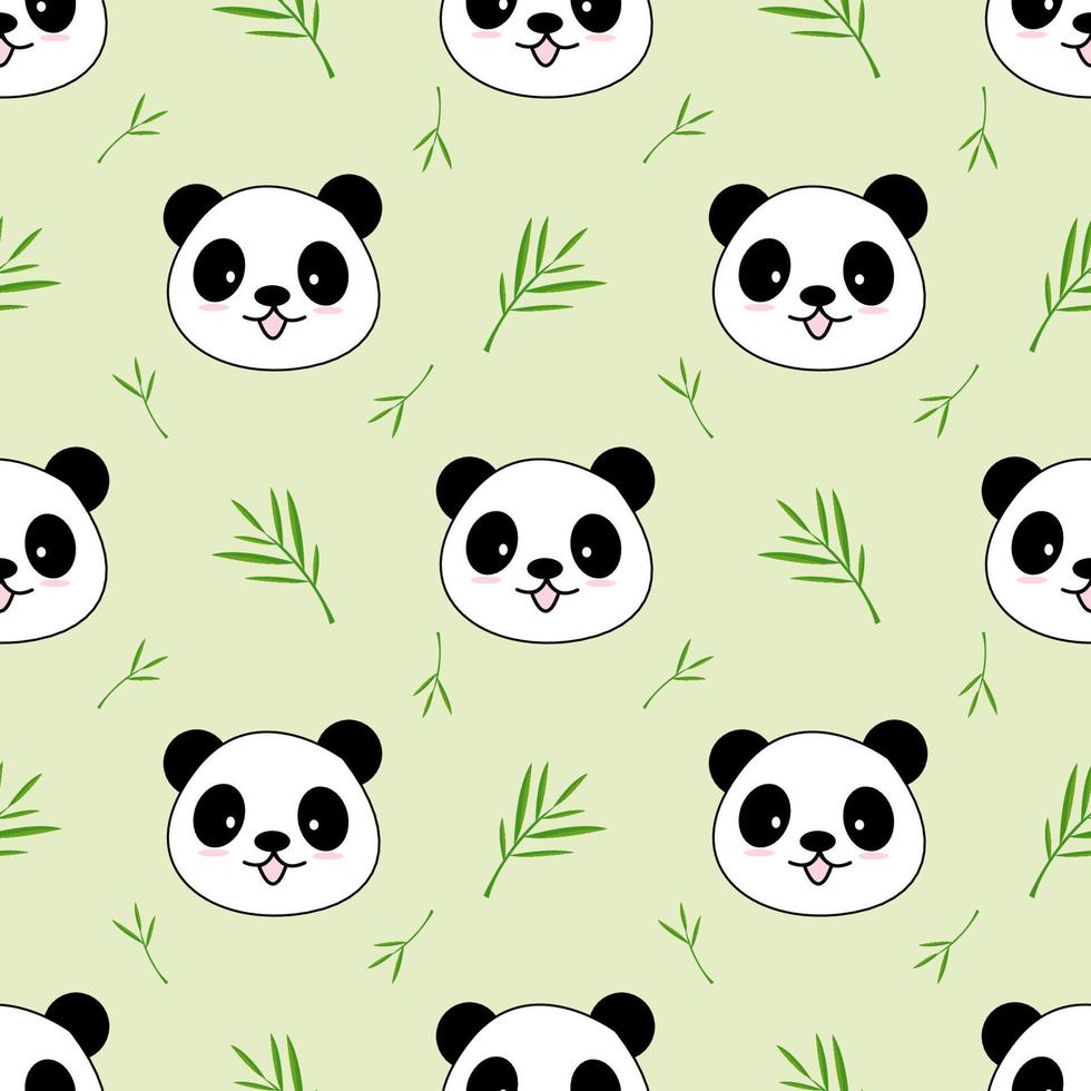 Fondo de patrón sin costuras de panda lindo, ilustración de vector de osos panda de dibujos animados, niños creativos para tela, envoltura, textil, papel pintado, ropa.