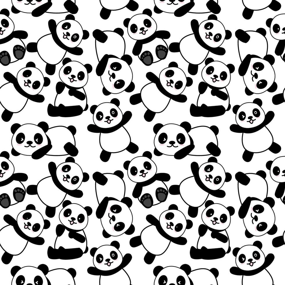 Cute Panda Seamless Pattern Background, Cartoon Panda Bears Vector illustration, Creative kids for fabric, wrapping, textile, wallpaper, apparel.